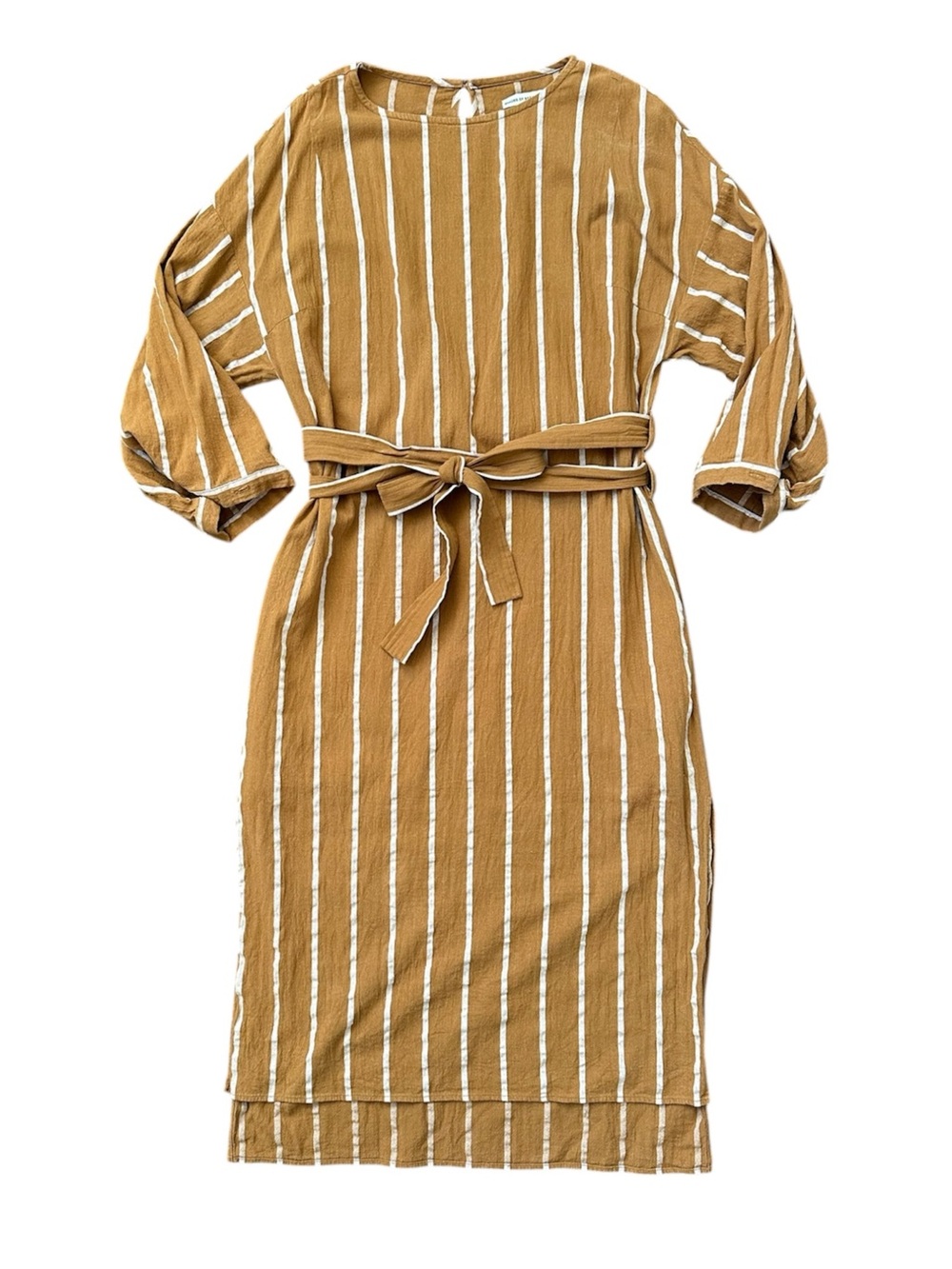 Mustard + white striped Maxi shift dress Shades of Grey by Micah Cohen
